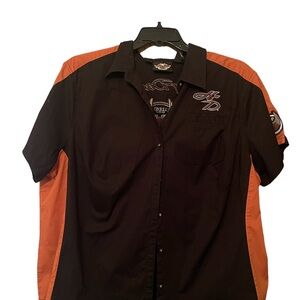 Harley-Davidson anniversary, edition Orange and Black Button Down Shirt